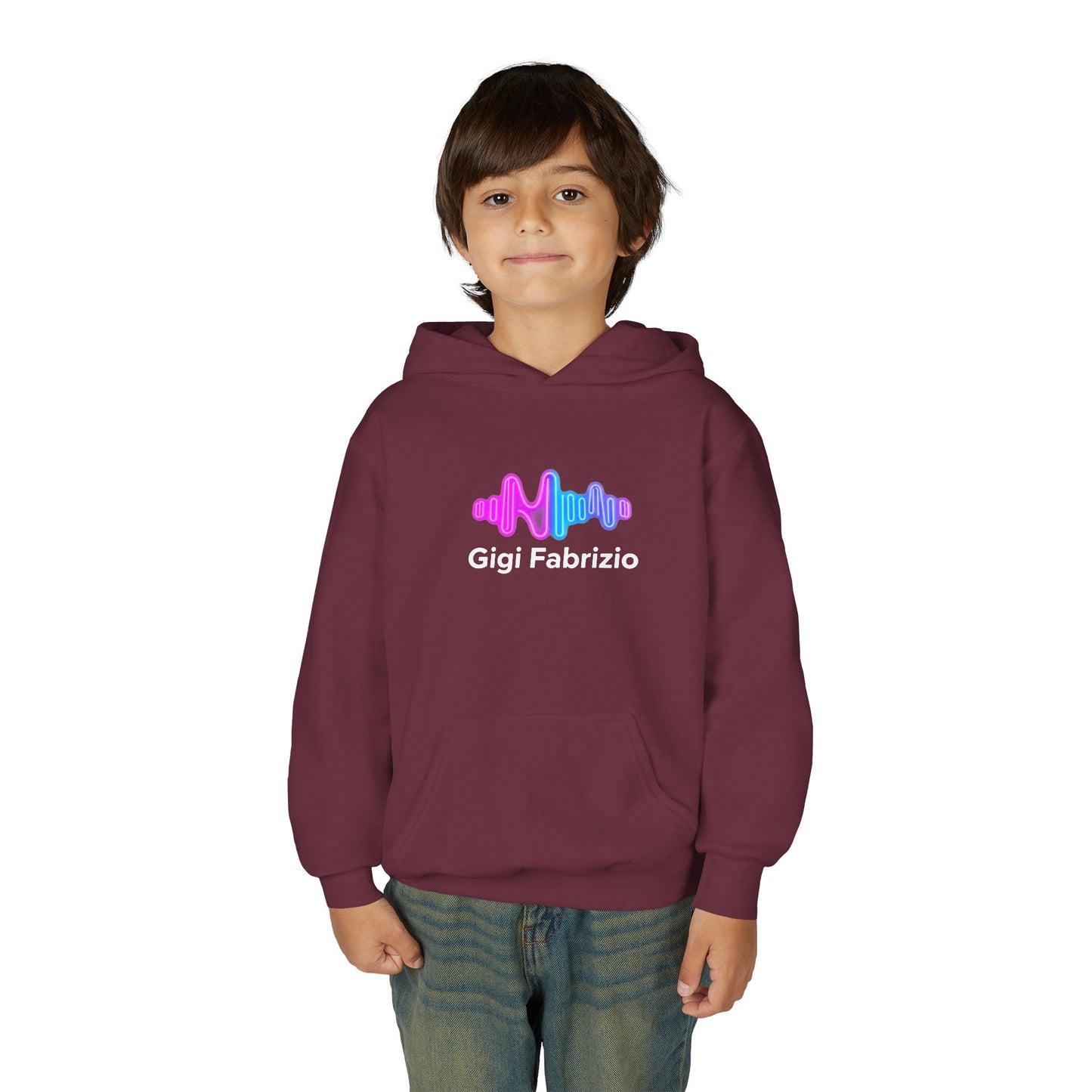 Youth Hoodie with Pastel Soundwave & FBF Back Print – Cute Music Graphic Pullover