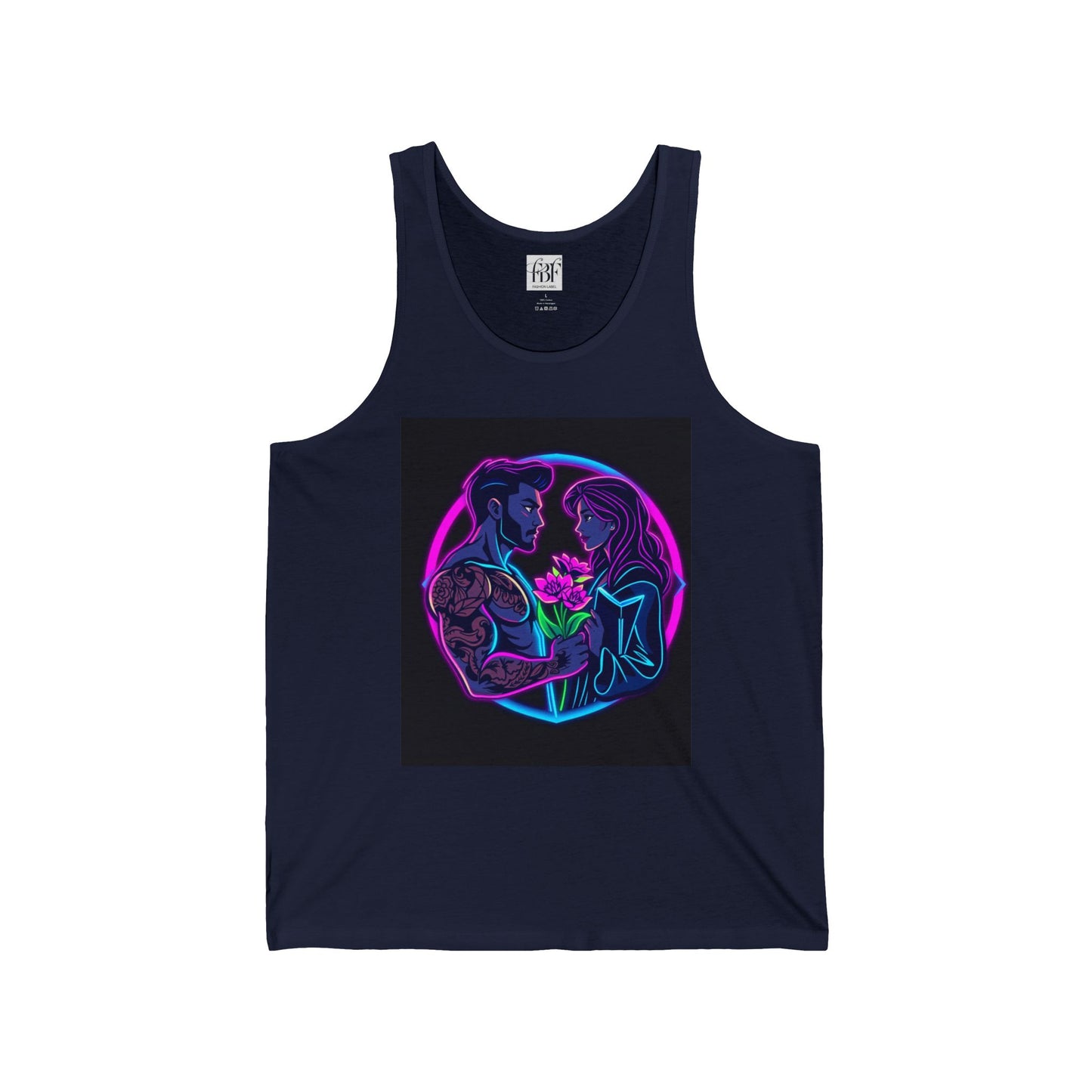 Couples Embrace Jersey Tank - Romantic Floral Design