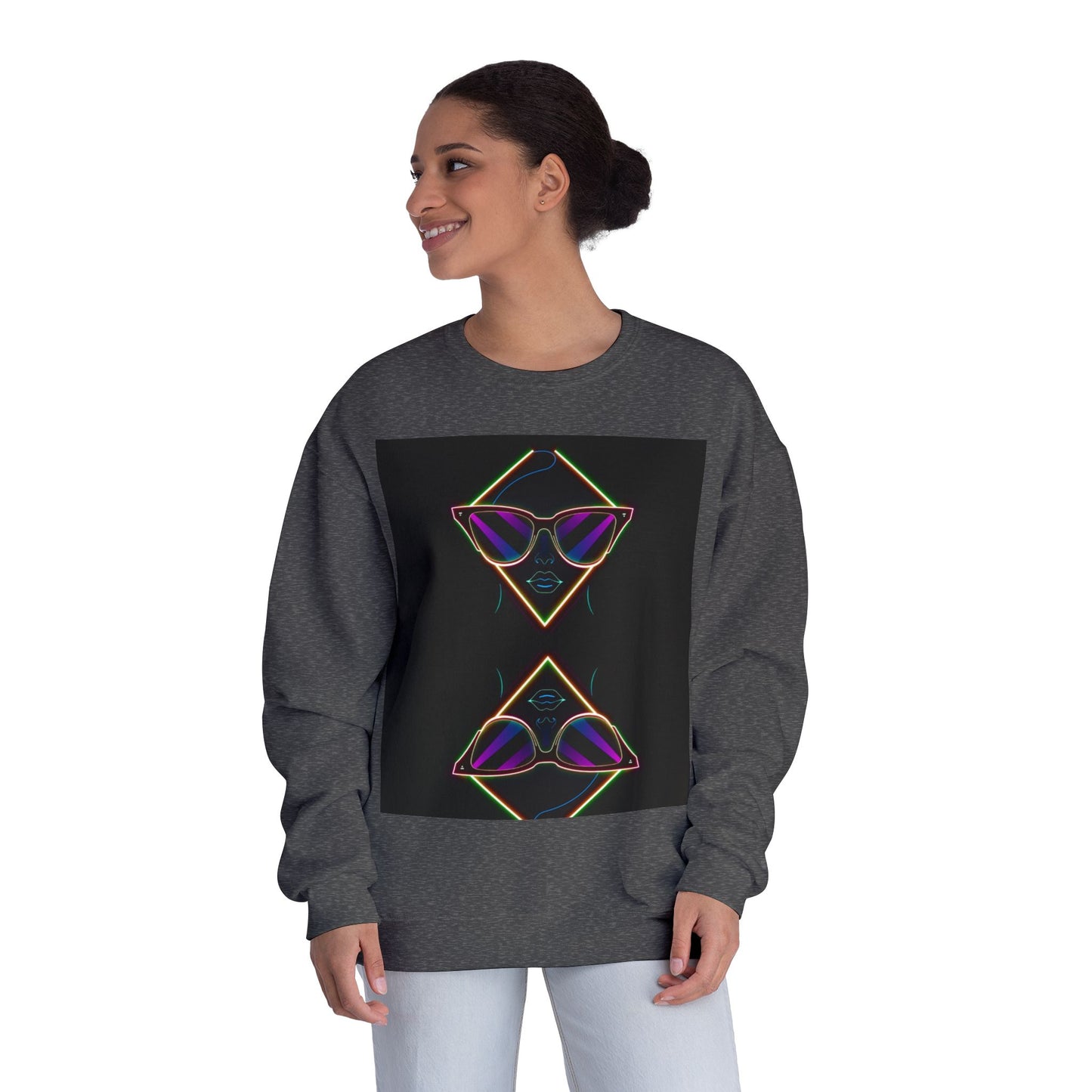 Retro Vibes Crewneck Sweatshirt with Sunglasses Design