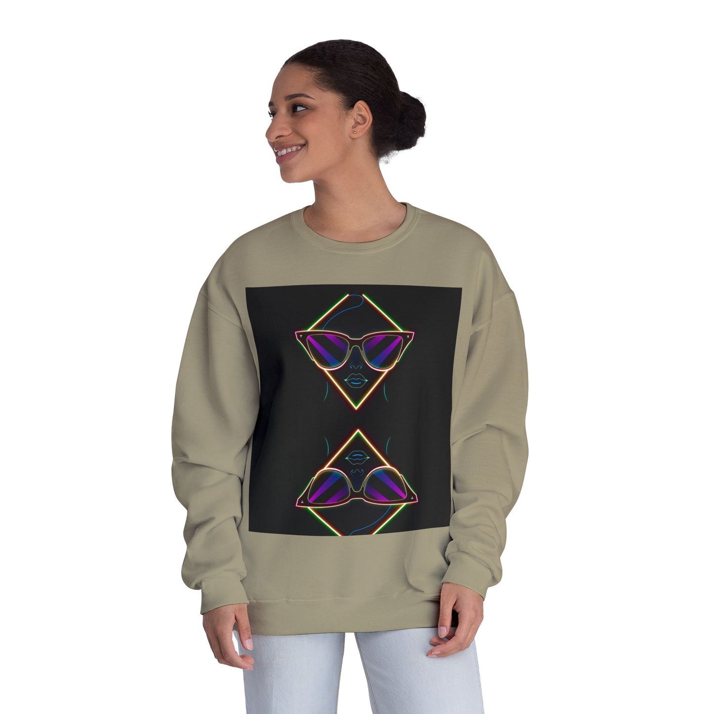 Retro Vibes Crewneck Sweatshirt with Sunglasses Design