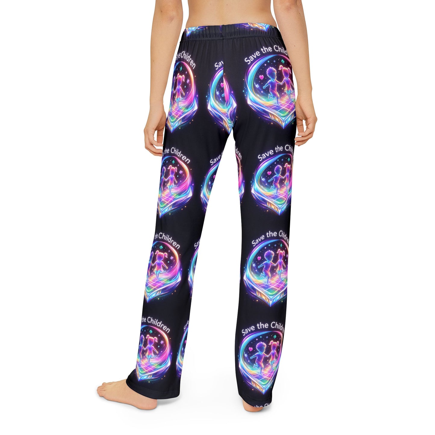 Kids Lounge Pants — Neon “Save the Children” Rainbow Bubble Print