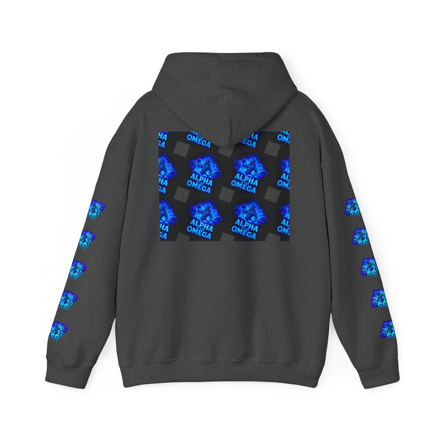 Alpha is the Omega Graphic Hoodie — Blue Retro Logo Pullover