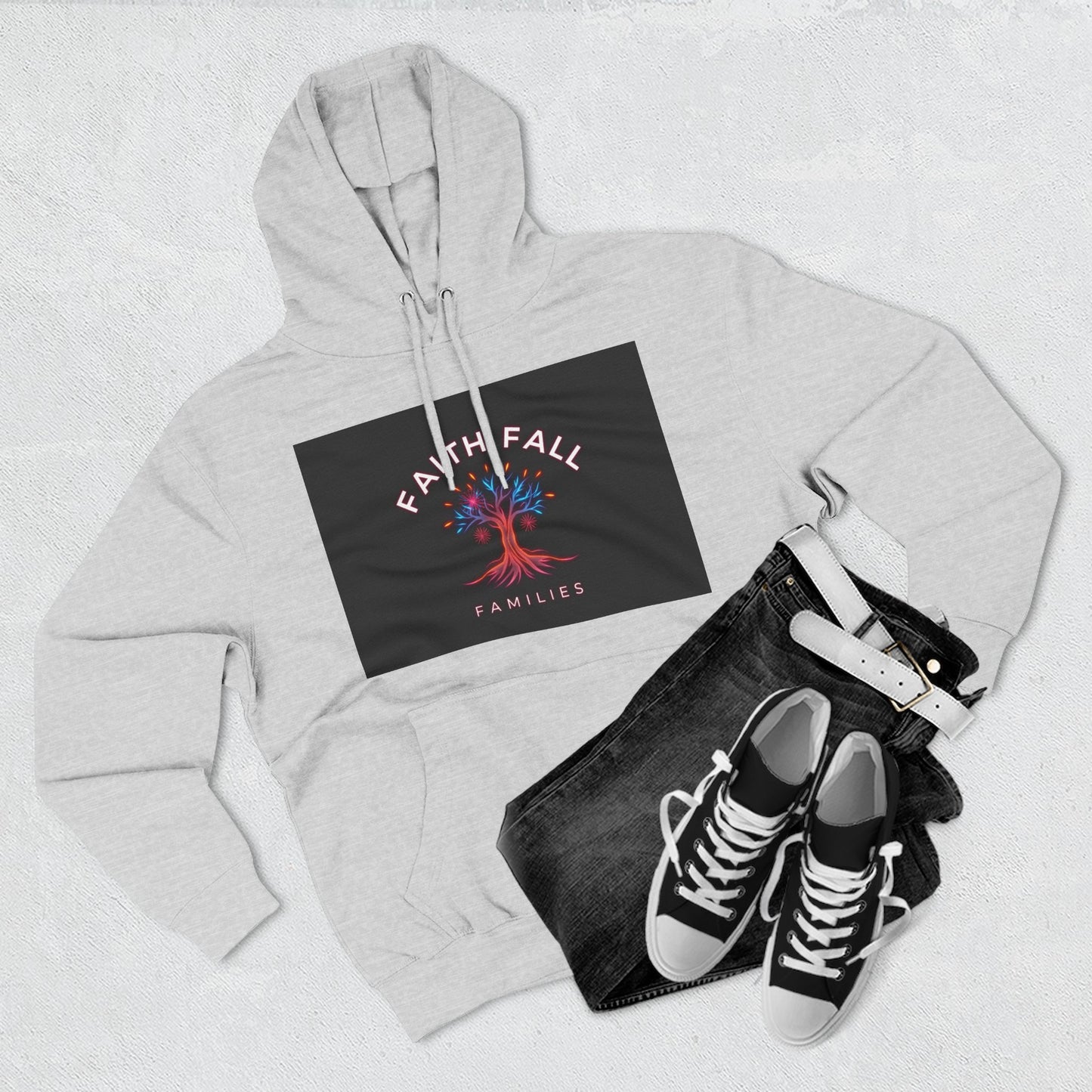 Faith Fall Families Fleece Hoodie, Gift for Faithful Friends, Cozy Layer, Casual Wear, Fall Fashion, Trendy Outfits, Family Gatherings