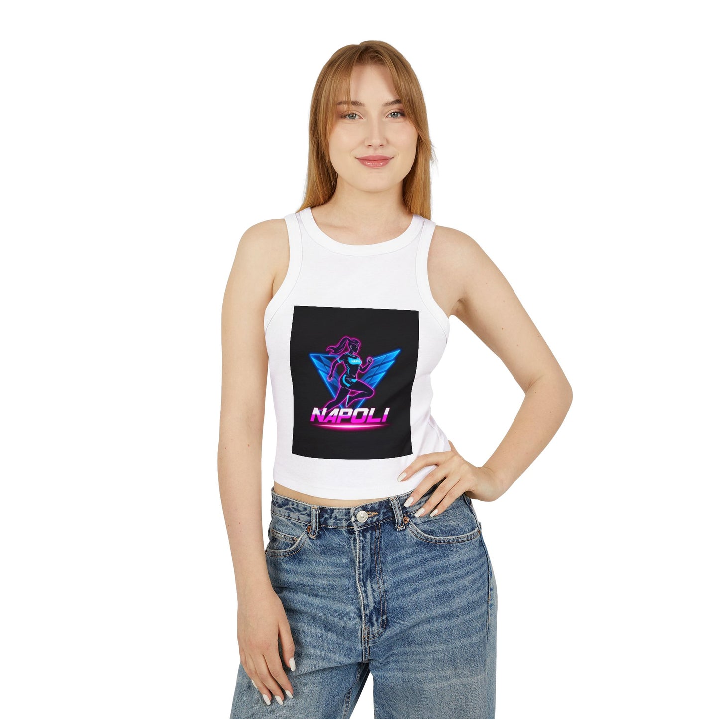 Vintage Napoli Racer Tank Top for Women, Trendy Summer Top, Athletic Wear, Casual Beach Outfit, Retro Graphic Competitive Apparel