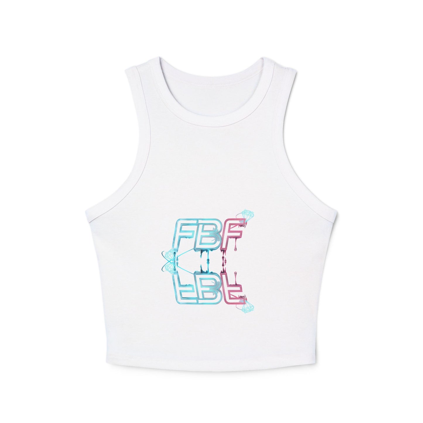 Racer Tank Top — Pastel Drip 'FBF' Bubble Graphic