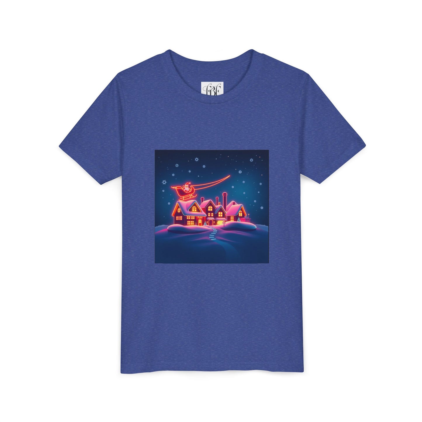 Neon Winter Village Youth Tee — Magical Snowy Night Kids T-Shirt