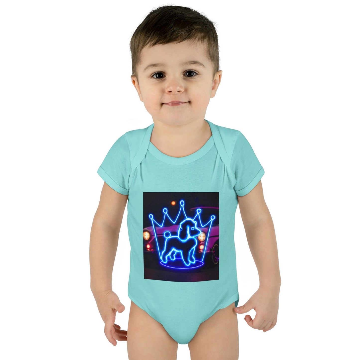 Neon Dog Crown Baby Bodysuit, Cute Infant Outfit, Baby Shower Gift, Newborn Clothes, Pet Lover Apparel, Birthday Gift for Baby