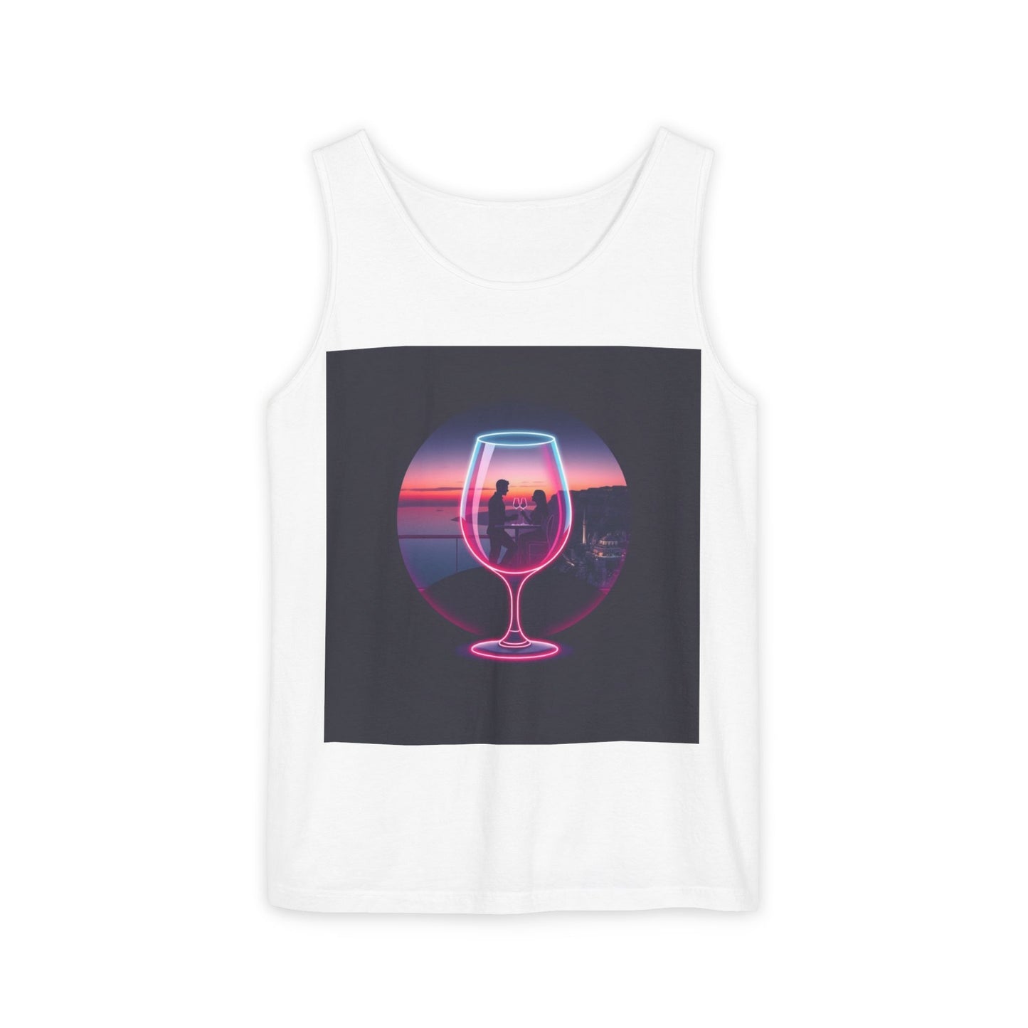 Sunset Vibes Tank Top, Casual Summer Wear, Beach Apparel, Wine Lover Gift, Travel Fashion