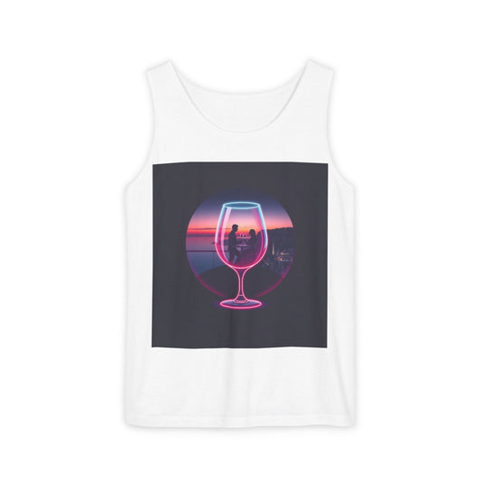 Sunset Vibes Tank Top, Casual Summer Wear, Beach Apparel, Wine Lover Gift, Travel Fashion
