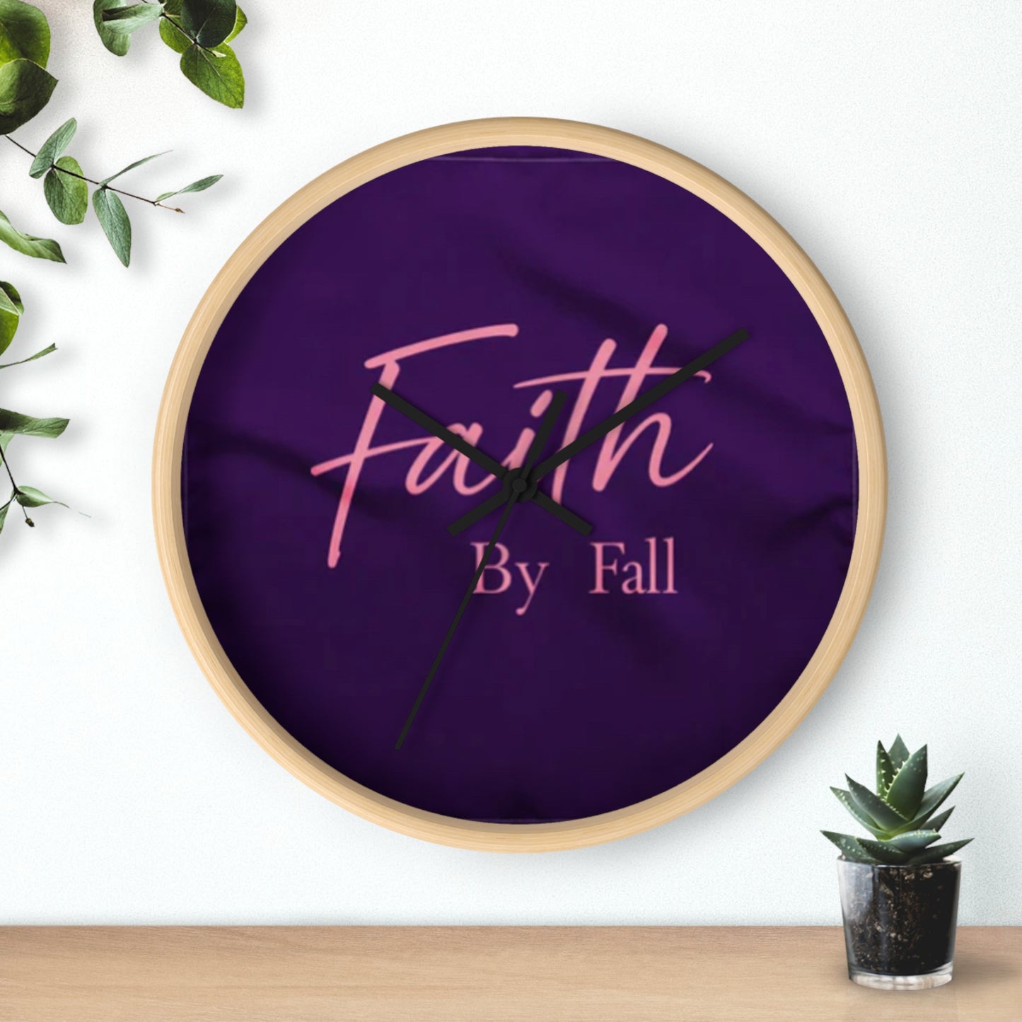 Inspirational Wall Clock - 'Faith By Fall' Purple Decor