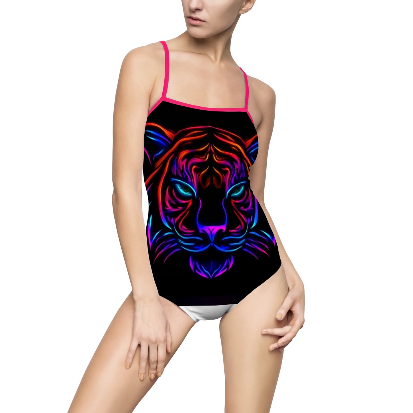 Neon Tiger One-Piece Swimsuit | Vibrant Swimwear, Summer Beachwear, Party Outfit, Swim Team Gear, Vacation Must-Have