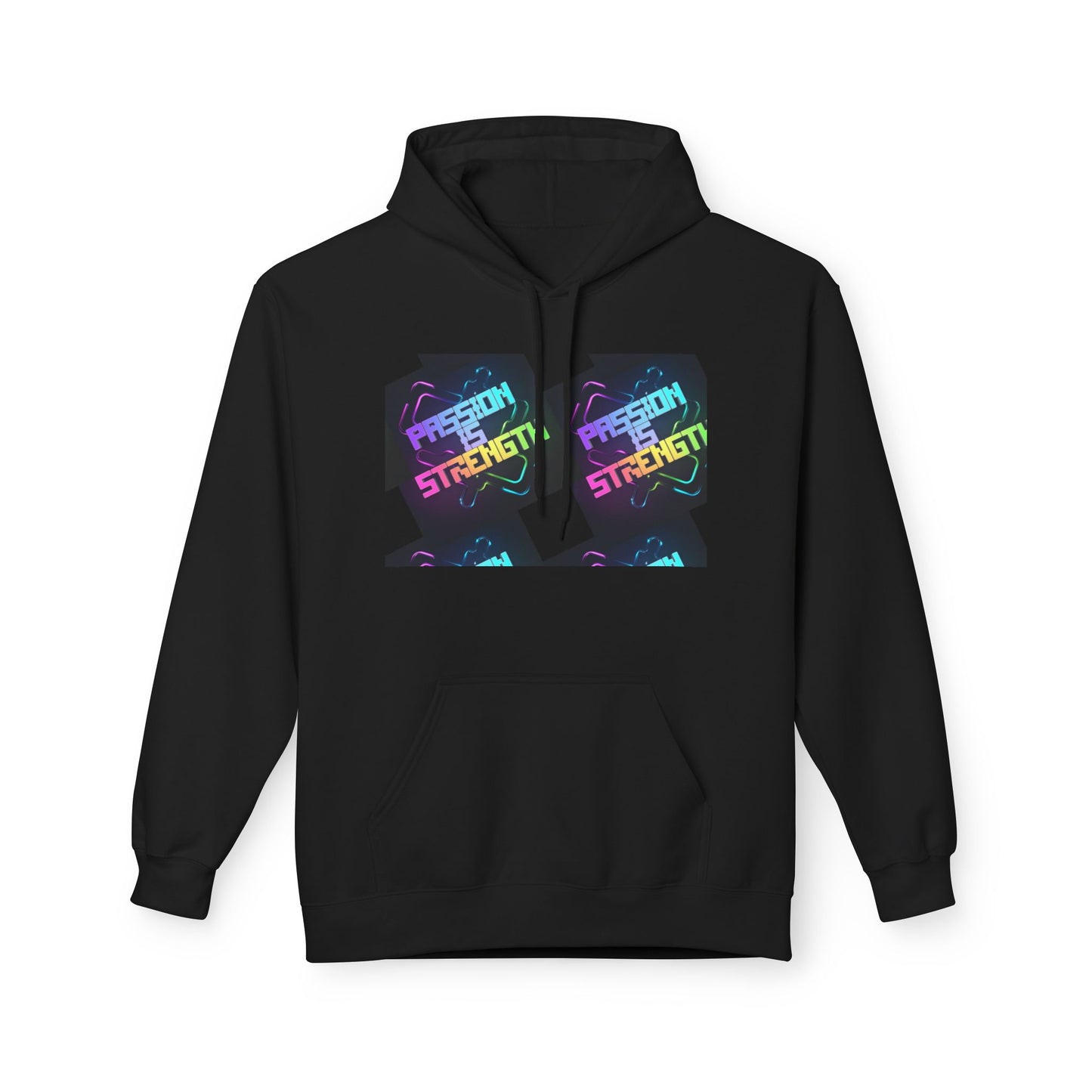 Passion is Strength Graphic Hoodie — Retro Rainbow Tombstone Design