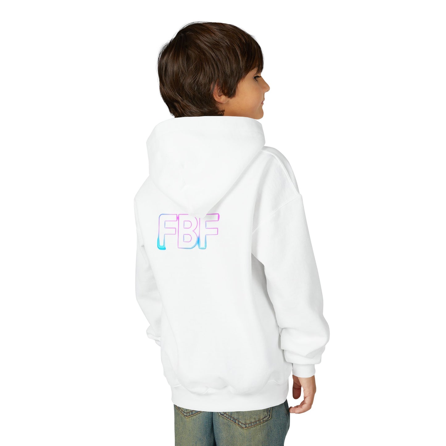 Youth Hoodie with Pastel Soundwave & FBF Back Print – Cute Music Graphic Pullover
