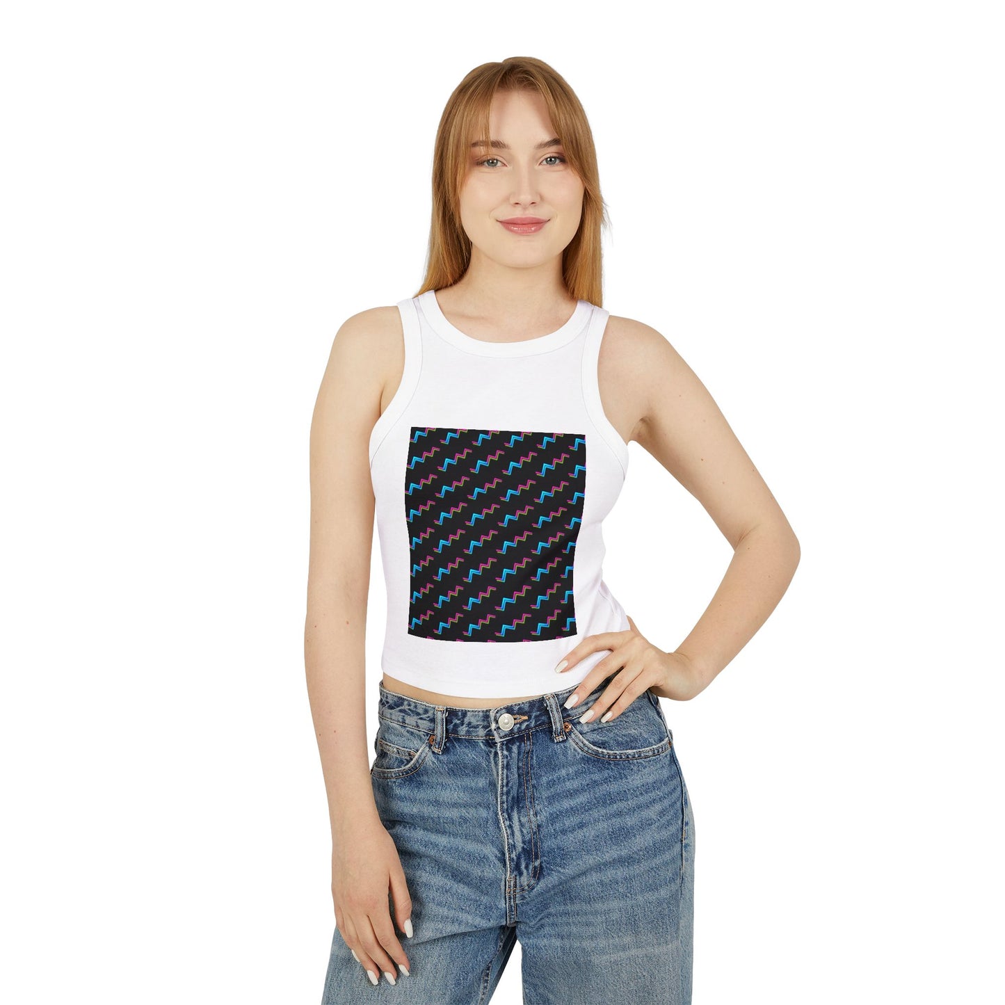 Neon Geometric Women's Racer Tank Top