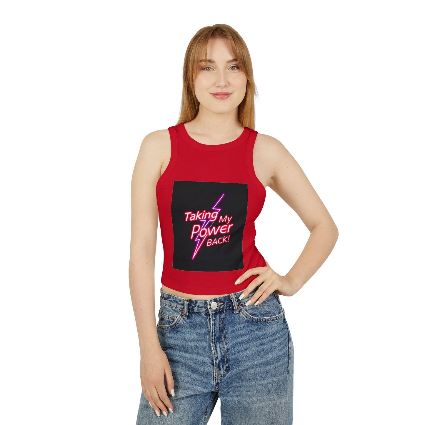 Empowering Racer Tank Top, Motivational Workout Top, Women's Exercise Wear, Fitness Apparel, Gift for Her, Summer Essentials