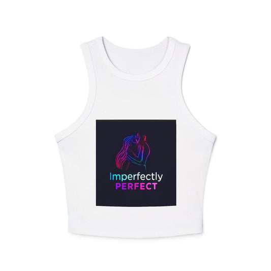 Imperfectly Perfect Racer Tank Top - Inspirational Women's Crop Top, Summer Outfit, Gift for Friends, Casual Wear, Faith Based Apparel