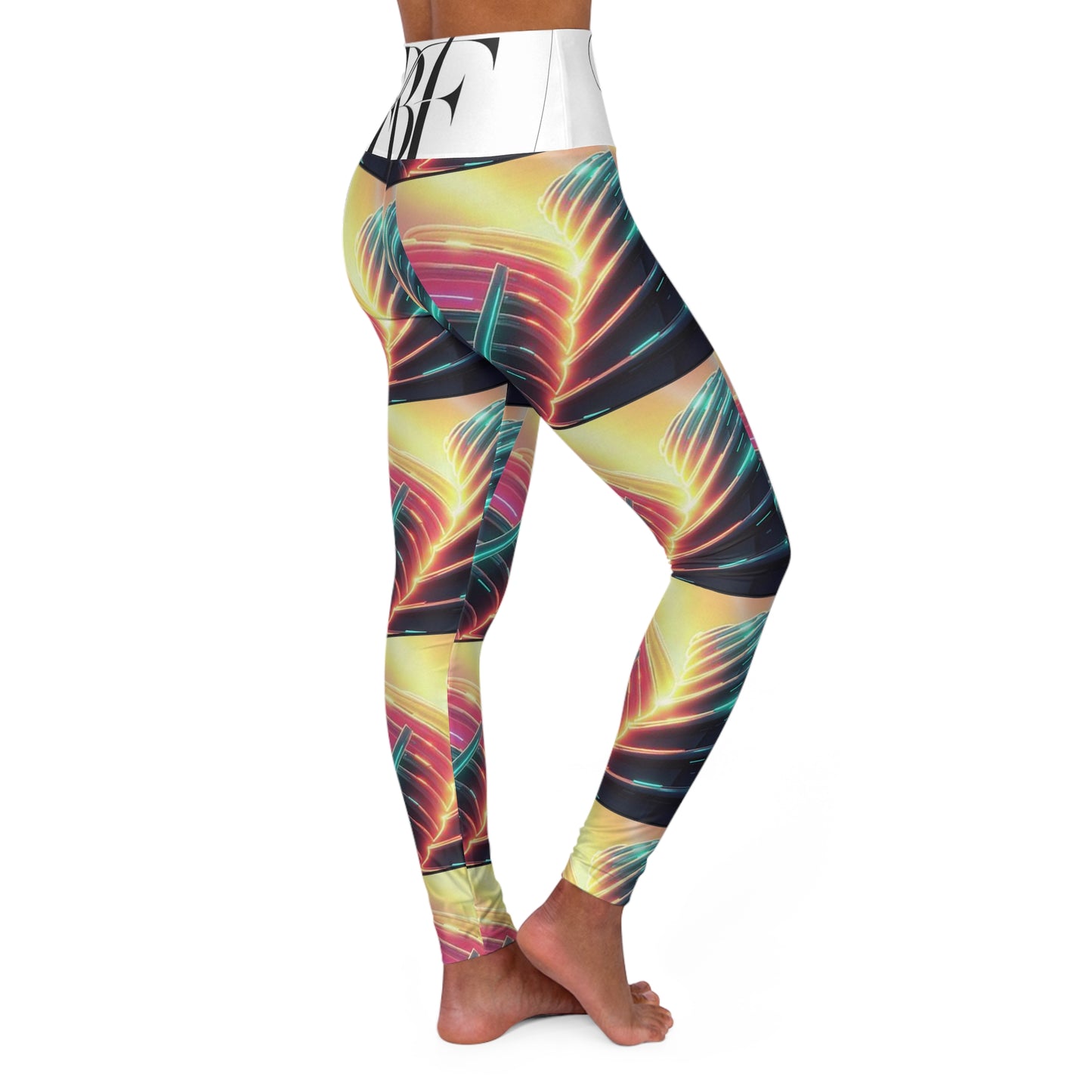 High Waisted Yoga Leggings with Vibrant Leaf Print, Trendy Activewear, Fitness Apparel, Yoga Pants, Gym Leggings, Gifting for Her