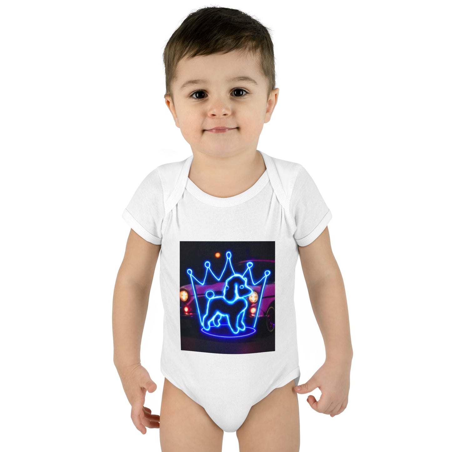 Neon Dog Crown Baby Bodysuit, Cute Infant Outfit, Baby Shower Gift, Newborn Clothes, Pet Lover Apparel, Birthday Gift for Baby