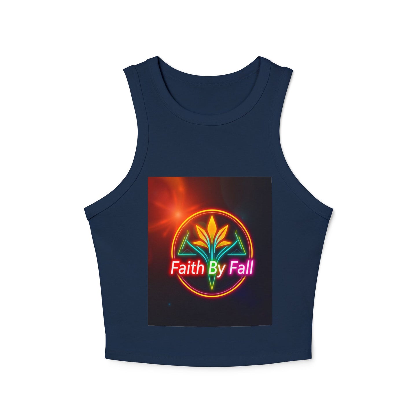 Women's Faith By Fall Racer Tank Top | Crop Top for Summer, Casual Wear, Festival Fashion, Gift for Her, Inspirational Apparel