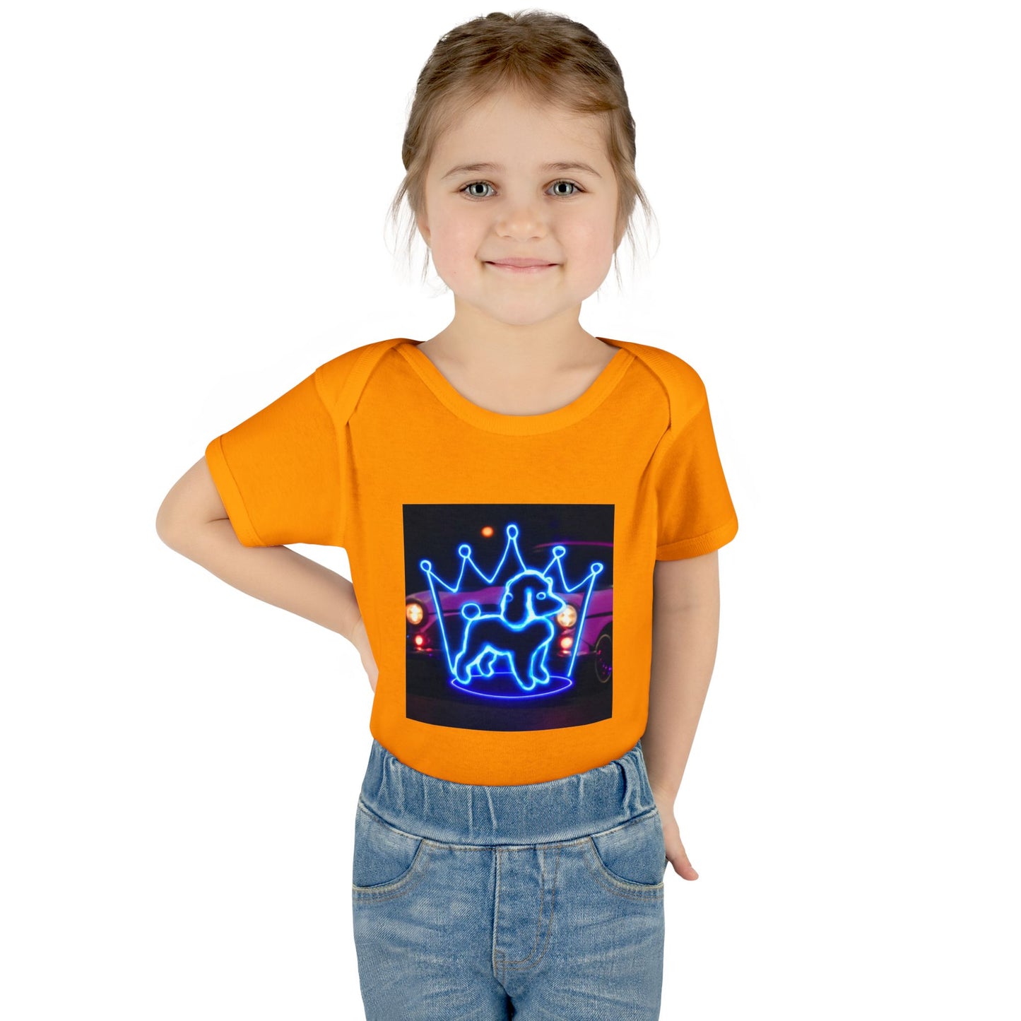 Neon Dog Crown Baby Bodysuit, Cute Infant Outfit, Baby Shower Gift, Newborn Clothes, Pet Lover Apparel, Birthday Gift for Baby