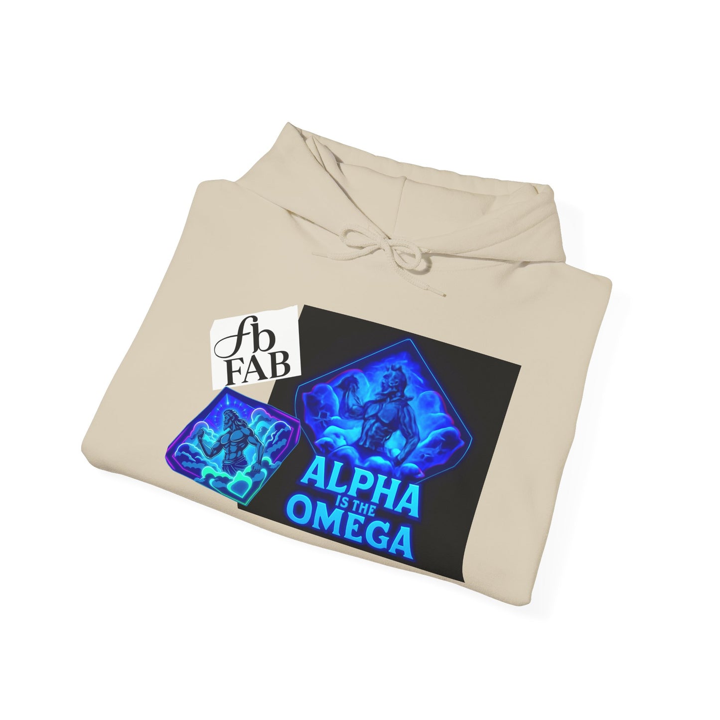 Alpha is the Omega Graphic Hoodie — Blue Retro Logo Pullover
