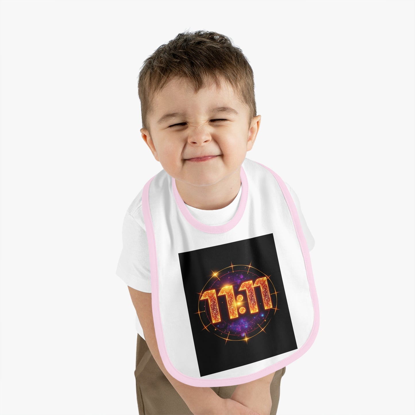 Sparkly 11:11 Baby Bib - Cute Gift for Newborns, Baby Shower, Birthday, Snacks & Meal Time