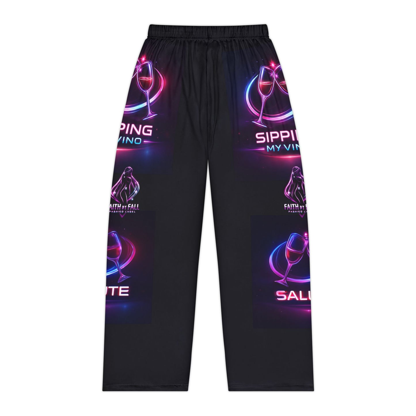 Neon Wine Night Women's Pajama Pants — 'Sipping My Vino' All-Over Print Lounge Pants