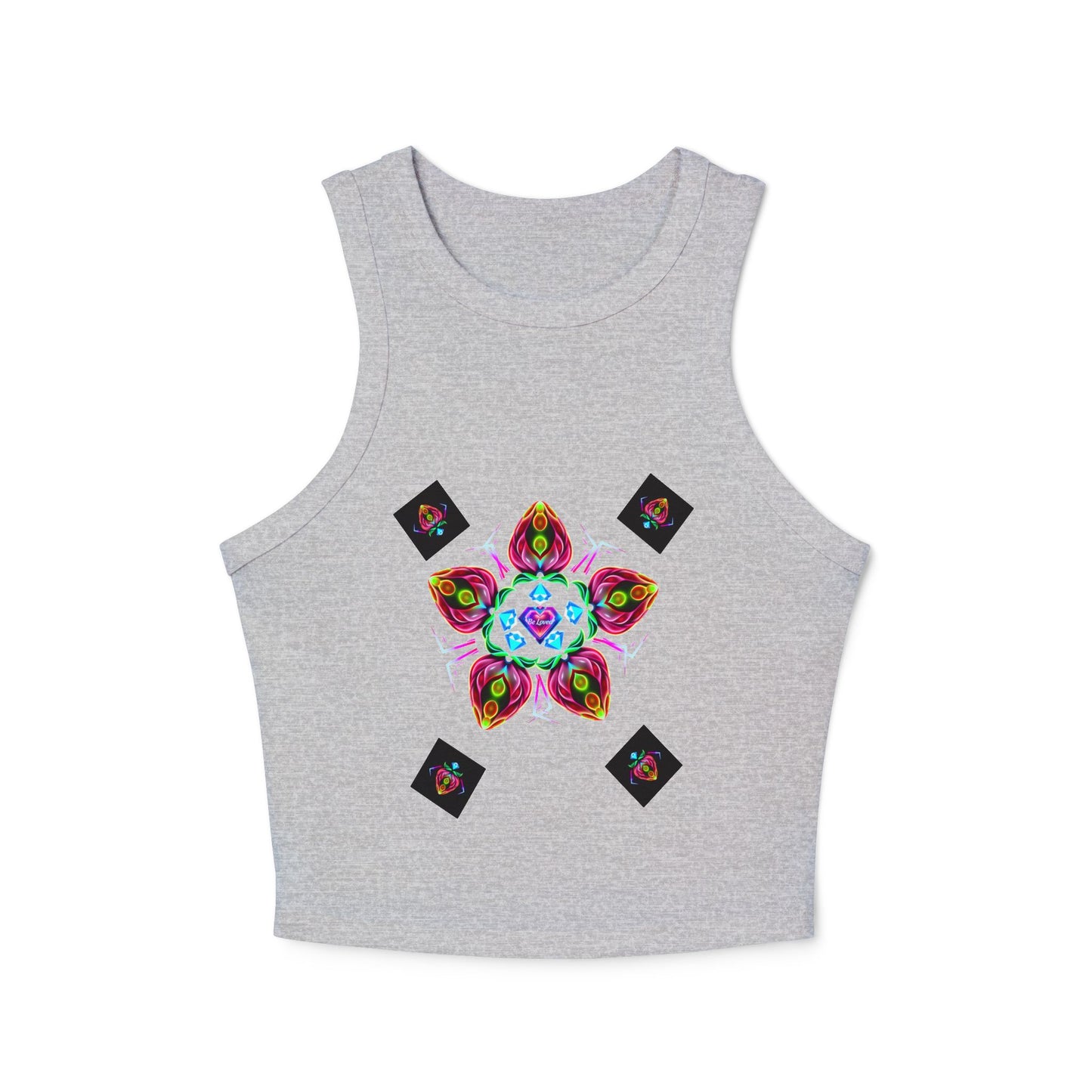 Colorful Graphic Racer Tank Top, Vibrant Summer Top, Festival Apparel, Boho Chic, Casual Wear, Perfect for Concerts, Gift Idea