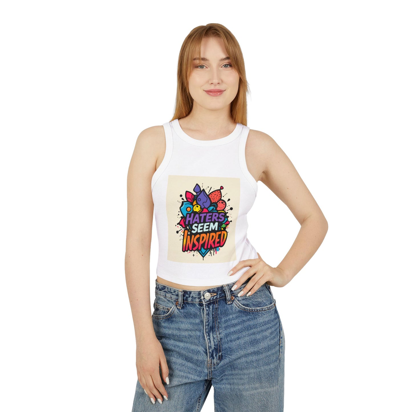 Inspirational Women's Micro Rib Racer Tank Top, Trendy Crop Top, Summer Style, Motivational Apparel, Gift for Her, Workout Gear
