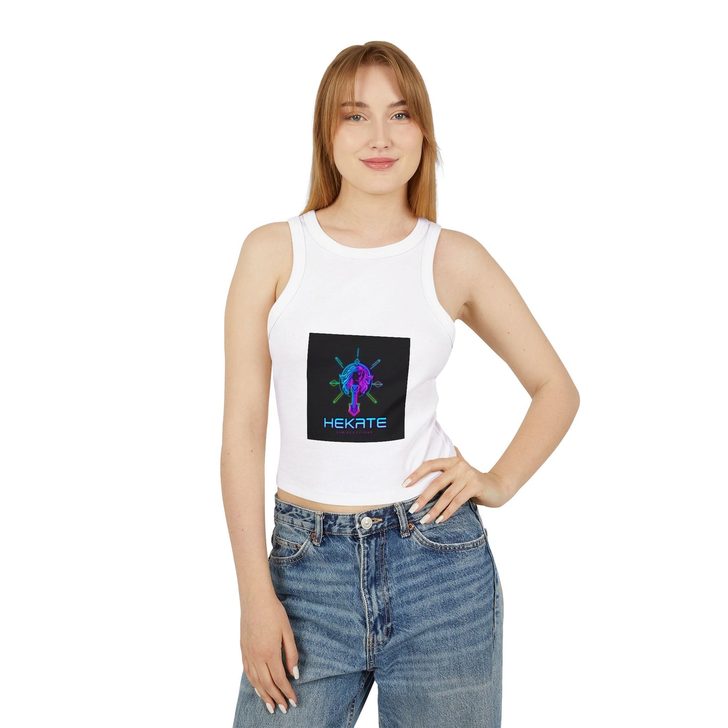 Graphic Women's Micro Rib Racer Tank Top, Comfortable Summer Top, Festival Outfit, Casual Wear, Gym Top