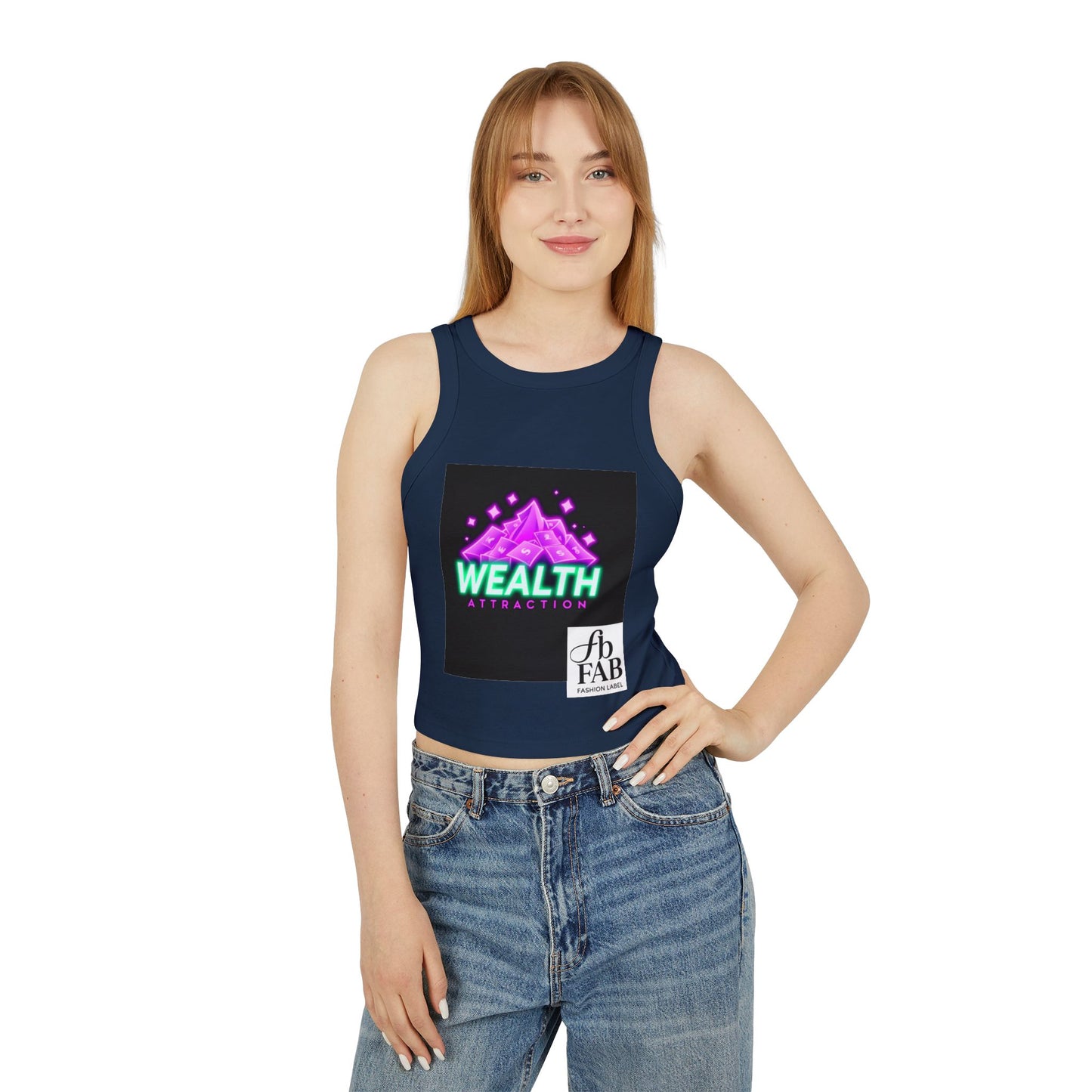 Wealth Attraction Racer Tank Top | Motivational Workout Top, Fitness Clothing, Gift for Her, Summer Essential, Self-Care Apparel