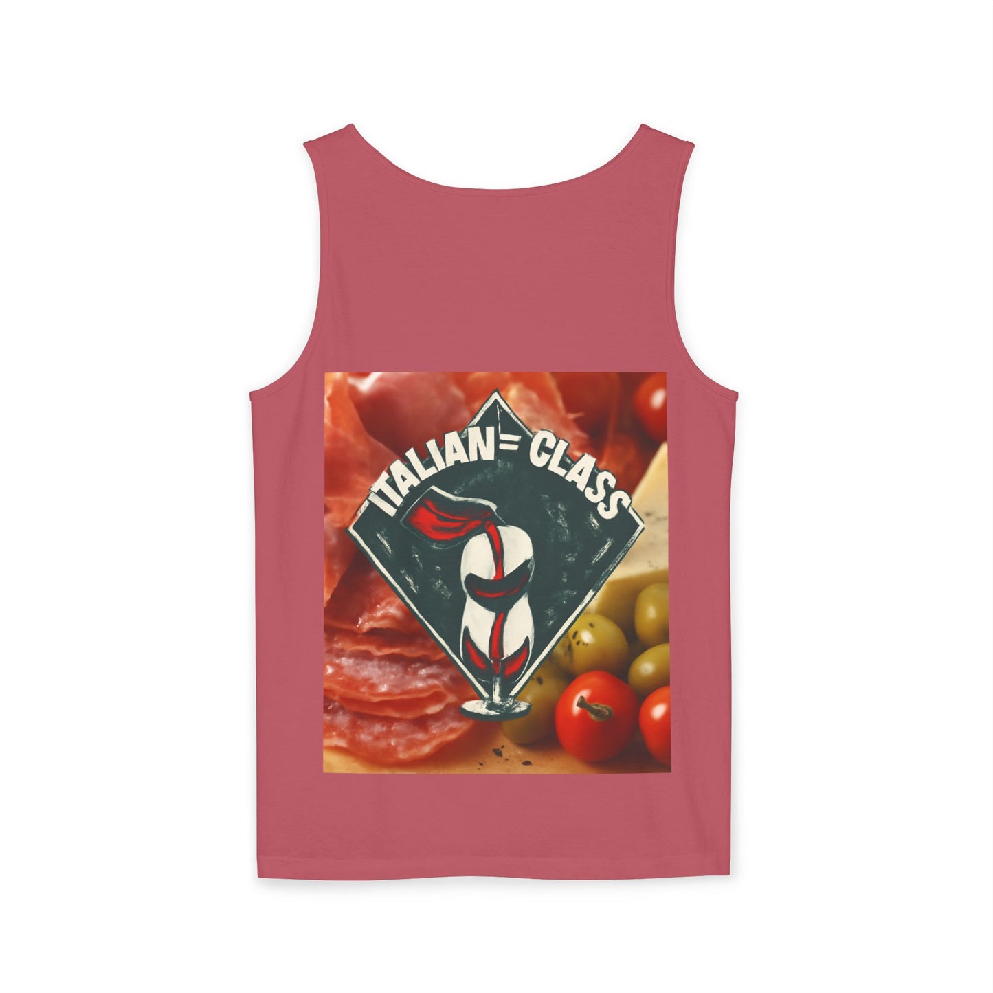 Italian Class Unisex Garment-Dyed Tank Top, Casual Summer Wear, Italian Heritage Gift, Foodie Apparel, Vacation Top