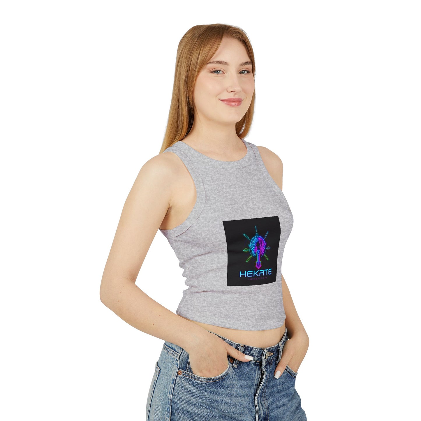 Graphic Women's Micro Rib Racer Tank Top, Comfortable Summer Top, Festival Outfit, Casual Wear, Gym Top