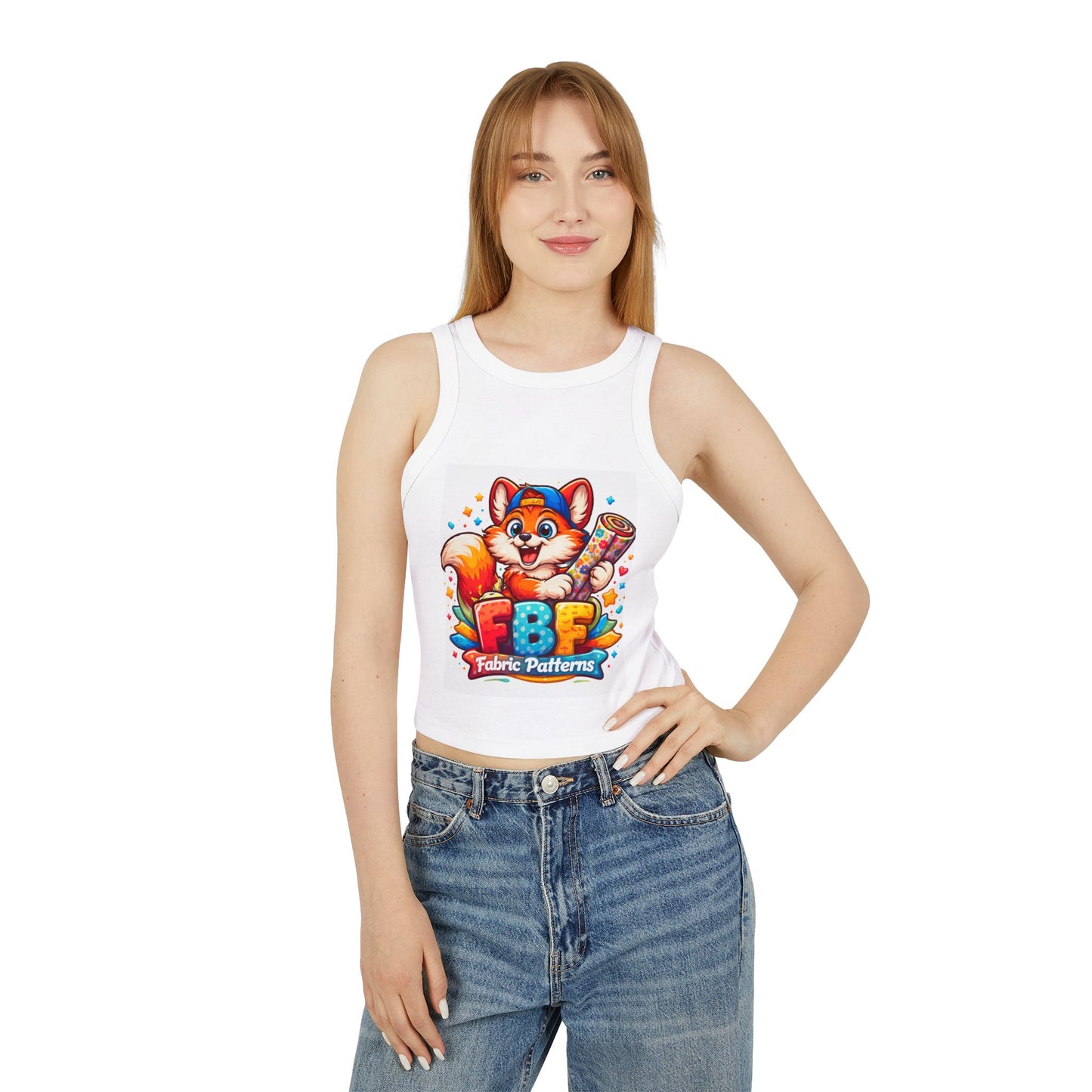 Fox Fabric Designer Tank — “Faith By Fall” Cute Cartoon Fox Racerback Tank Top