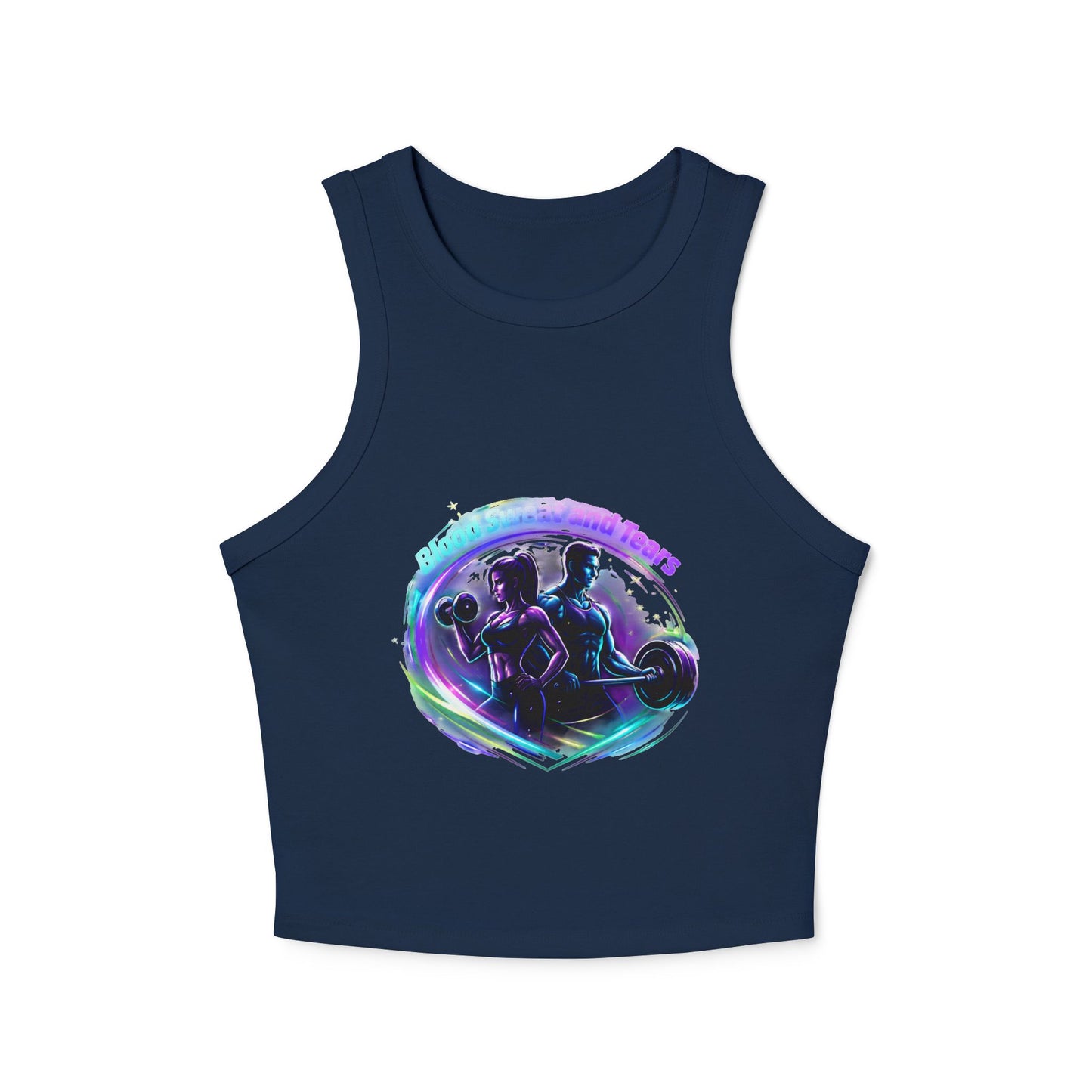 Fitness Racer Tank Top — 'FBF' Weightlifting Graphic Women's Micro Rib Tank