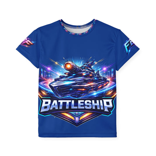Kids Battleship Graphic Jersey — Neon Tank Gamer Tee (All-Over Print)
