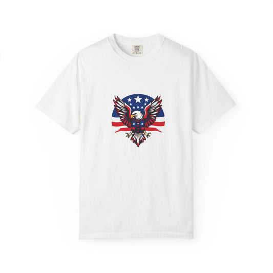 Patriotic T-Shirt with Eagle Graphic | Faith By Flag Tee, Unisex Apparel, Independence Day Shirt, Casual Wear, Gift for Veterans