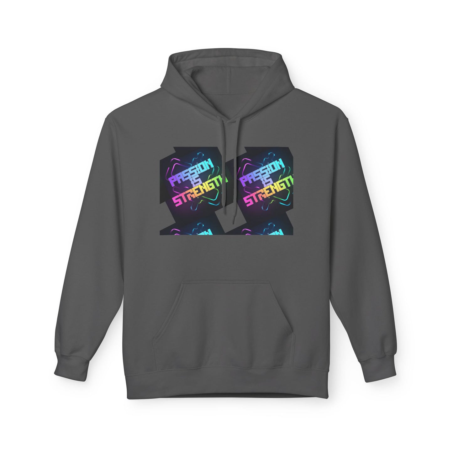 Passion is Strength Graphic Hoodie — Retro Rainbow Tombstone Design