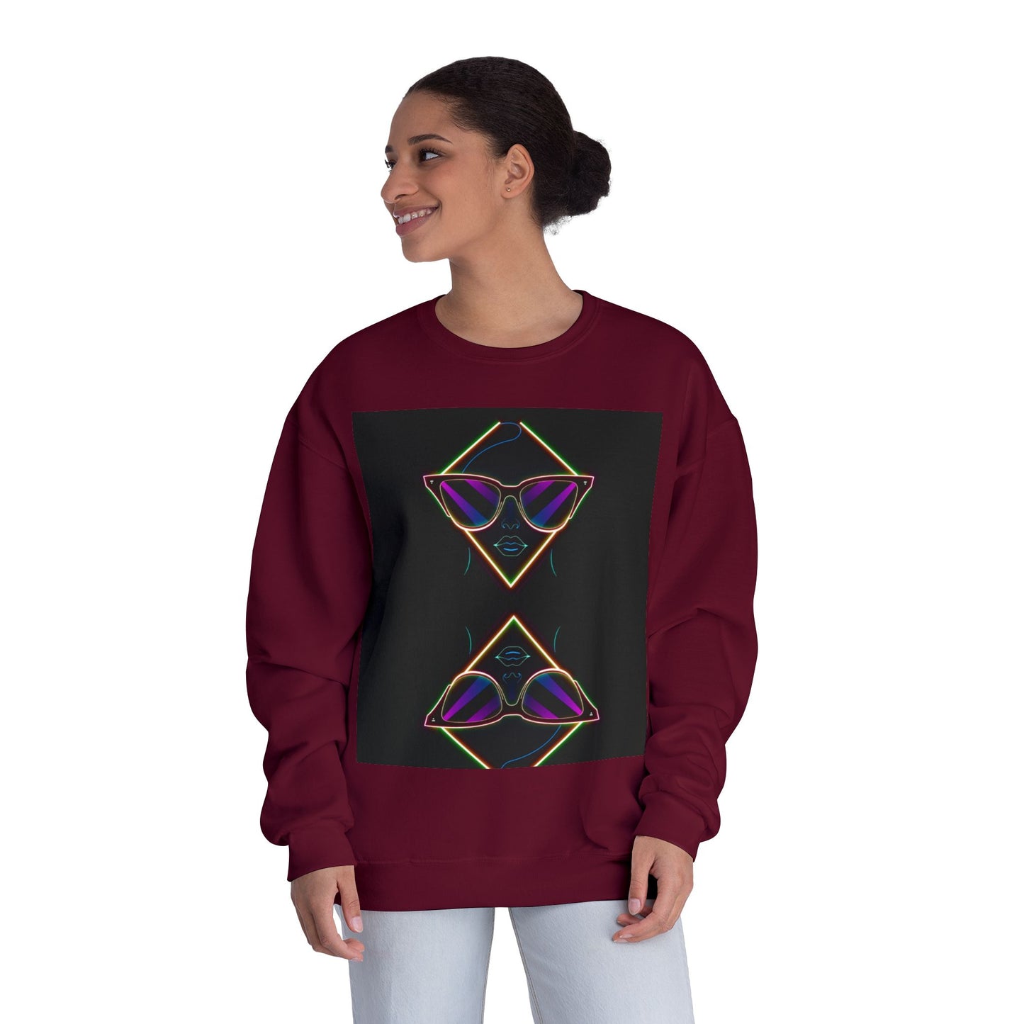 Retro Vibes Crewneck Sweatshirt with Sunglasses Design