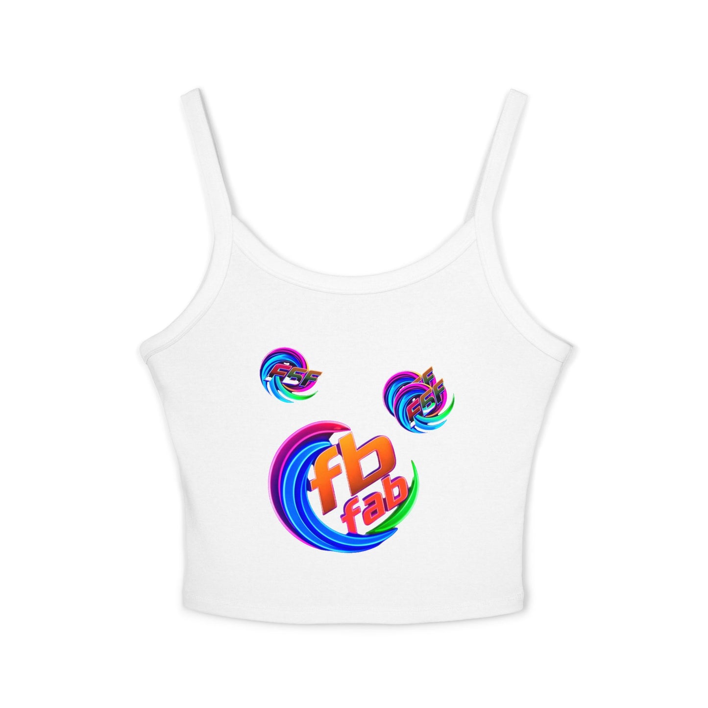 Women's Crop Tank Top — Colorful 'fb fab' Retro Swirl Graphic