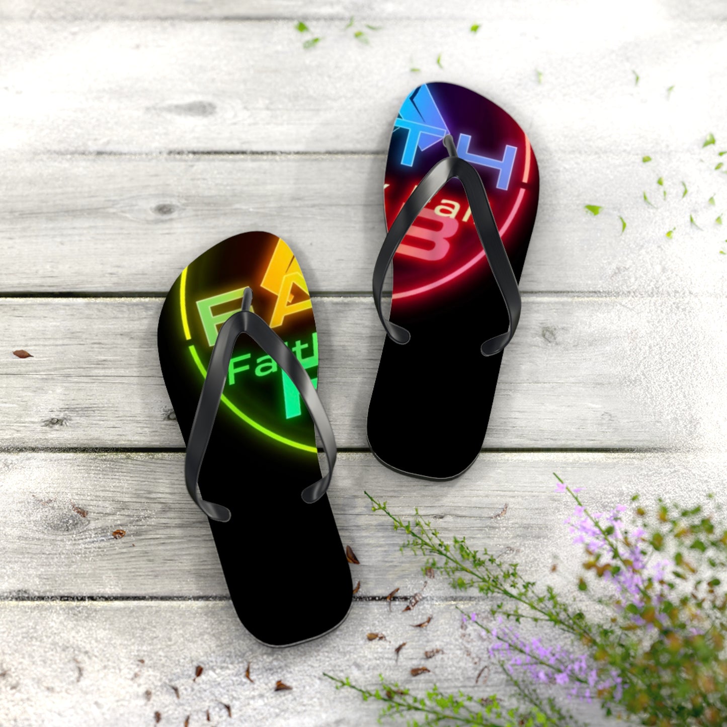 Vibrant Faith Flip Flops | Summer Style, Beachwear, Casual Sandals, Vacation Footwear, Fun Gift for Friends