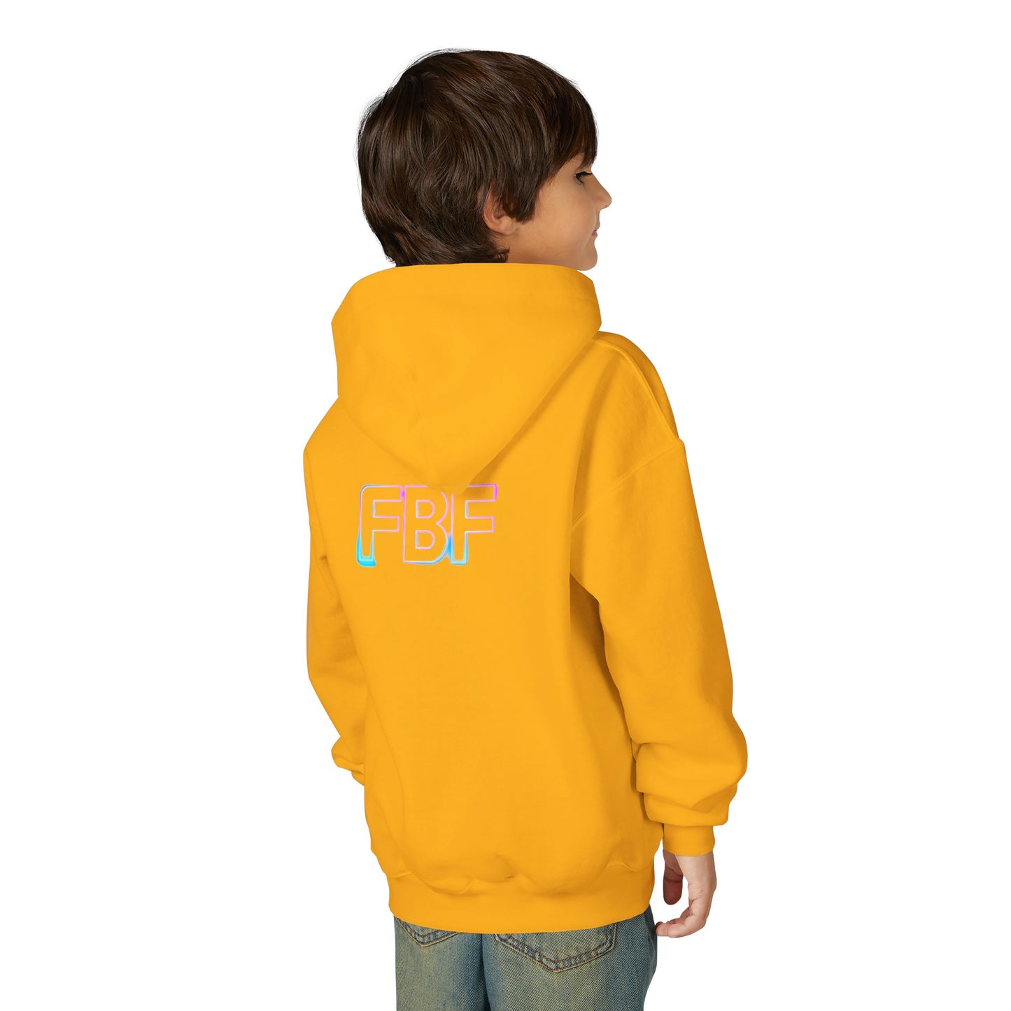 Youth Hoodie with Pastel Soundwave & FBF Back Print – Cute Music Graphic Pullover