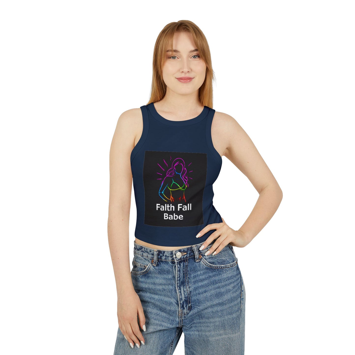 Feminine Faith Graphic Tank, Women's Racerback Top, Summer Tank Top, Cute Workout Attire, Faith & Fitness Apparel