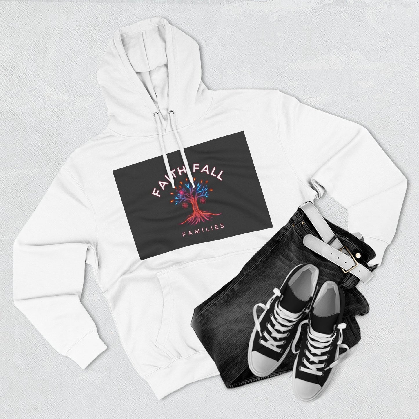 Faith Fall Families Fleece Hoodie, Gift for Faithful Friends, Cozy Layer, Casual Wear, Fall Fashion, Trendy Outfits, Family Gatherings