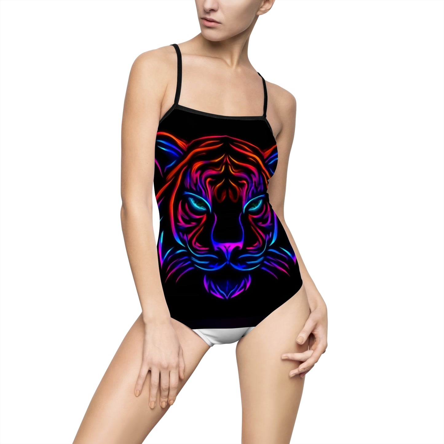 Neon Tiger One-Piece Swimsuit | Vibrant Swimwear, Summer Beachwear, Party Outfit, Swim Team Gear, Vacation Must-Have