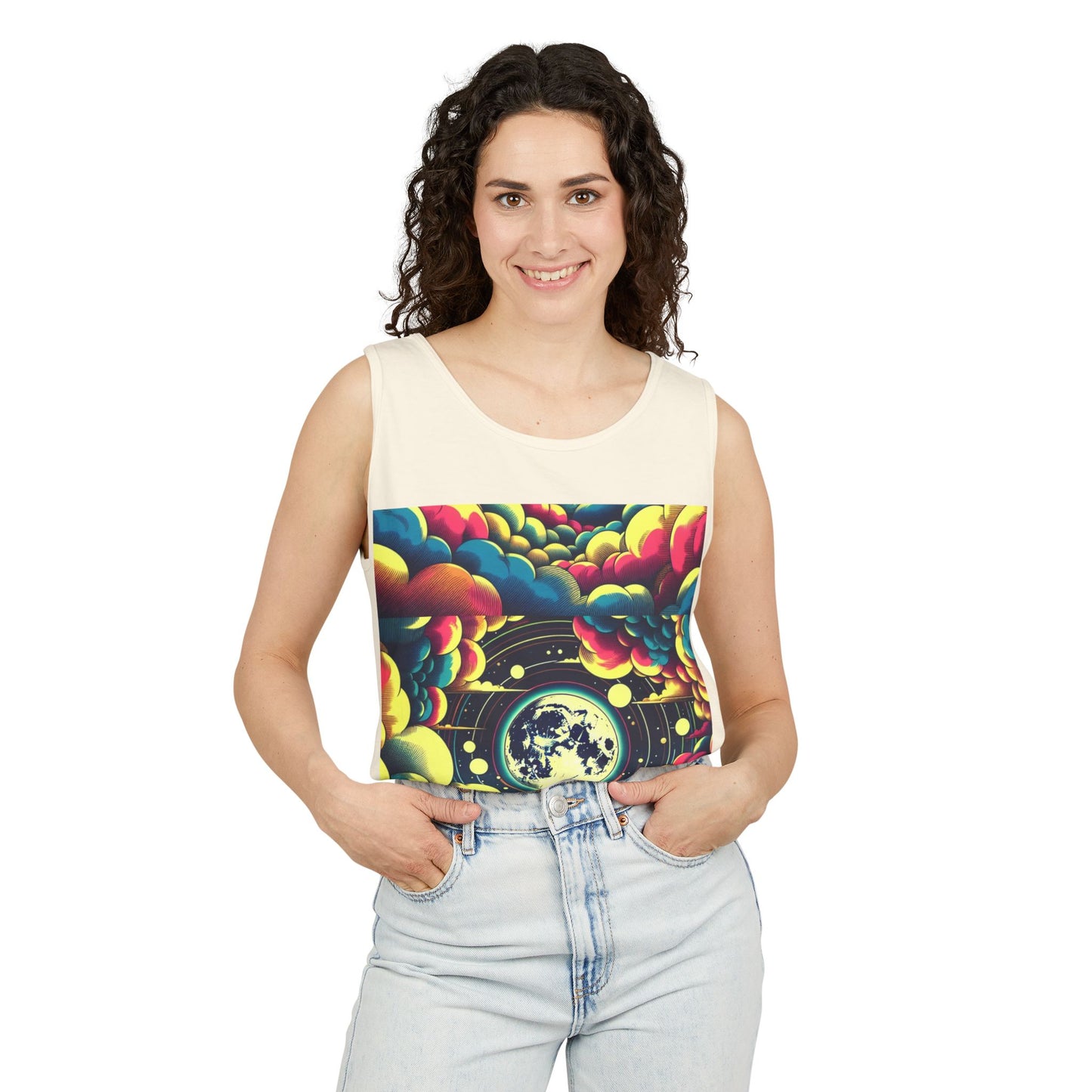 Vibrant Art Tank Top, Colorful Summer Tee, Graphic Beachwear, Boho Casual Top, Unique Gift for Art Lovers, Festival Attire