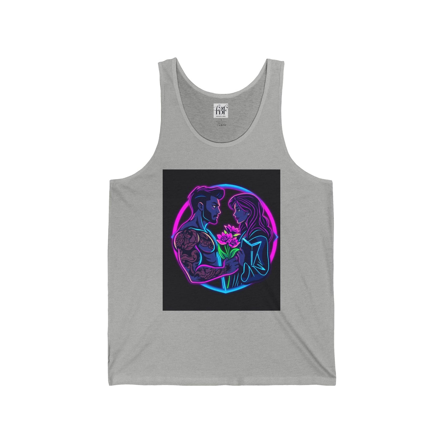 Couples Embrace Jersey Tank - Romantic Floral Design