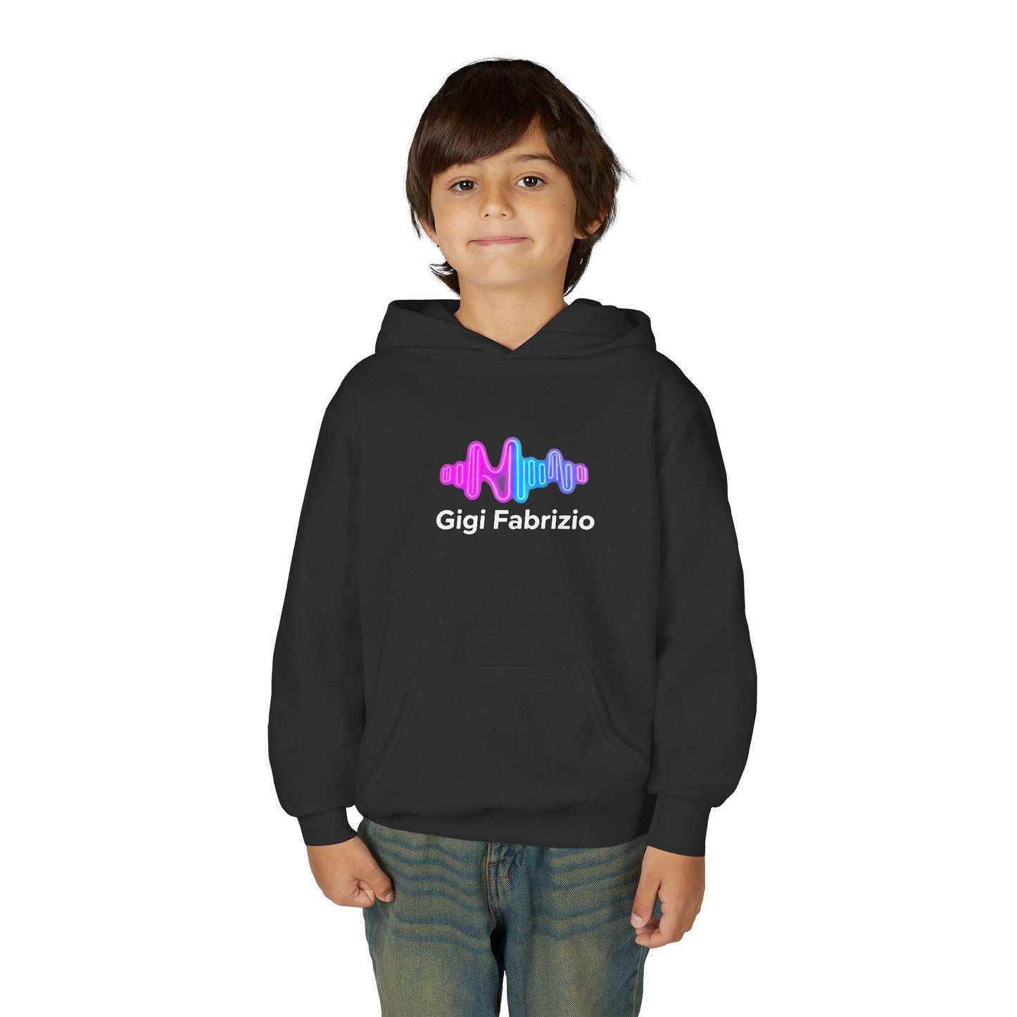 Youth Hoodie with Pastel Soundwave & FBF Back Print – Cute Music Graphic Pullover