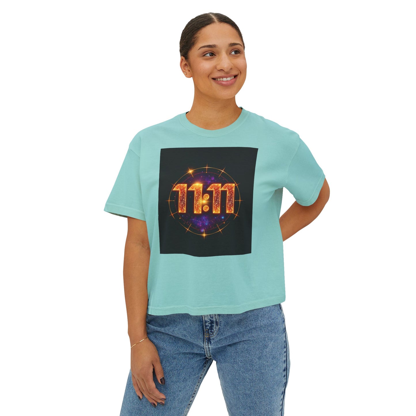 Cosmic 11:11 Women's Boxy Tee - Spiritual Vibes, Astrology Gift, Trendy Summer Tee, Comfortable Everyday Wear