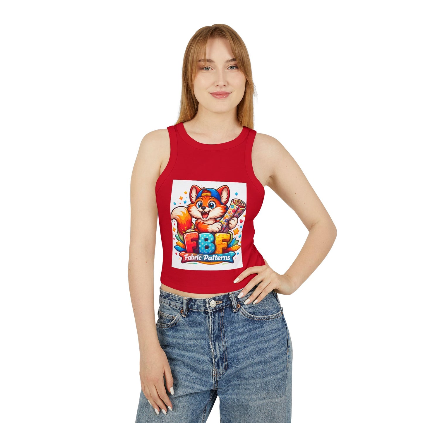 Fox Fabric Designer Tank — “Faith By Fall” Cute Cartoon Fox Racerback Tank Top